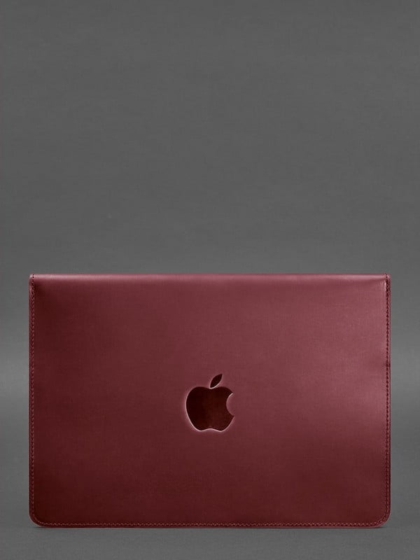 Шкіряний чохол-конверт на магнітах для MacBook 13 бордовий  | 6402895