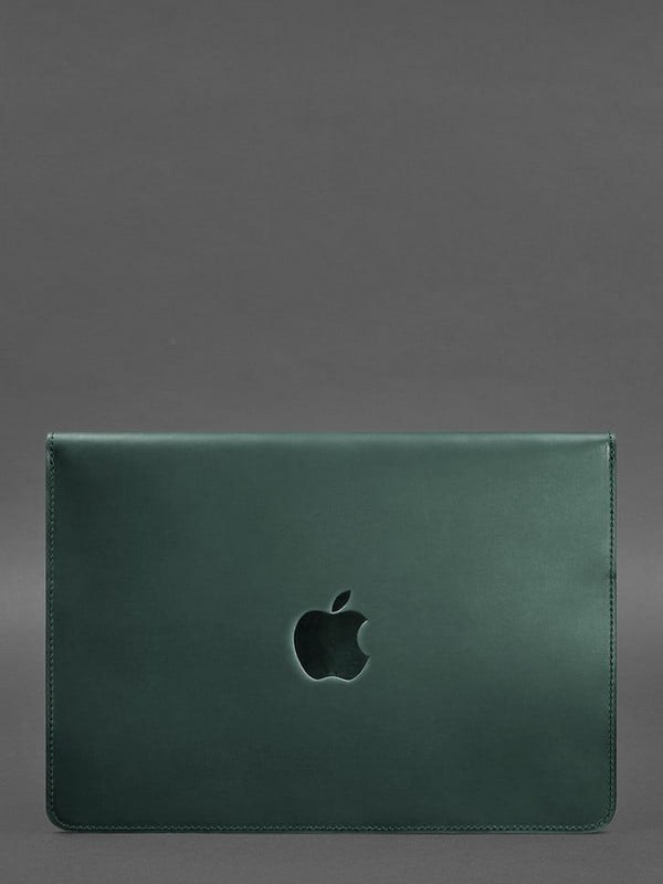Шкіряний чохол-конверт на магнітах для MacBook 13 зелений  | 6402896