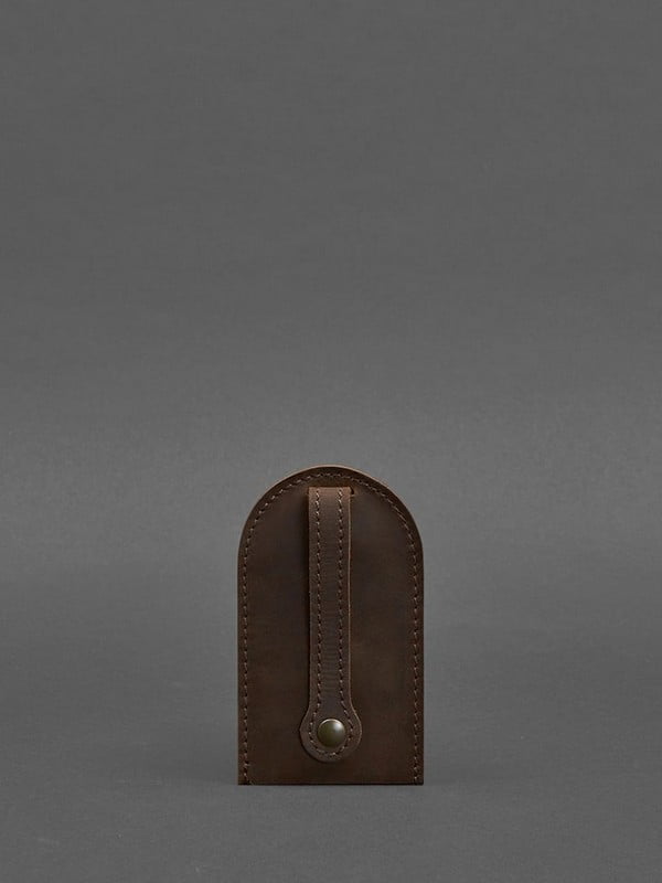 Шкіряна ключниця темно-коричнева на кнопці | 6403182