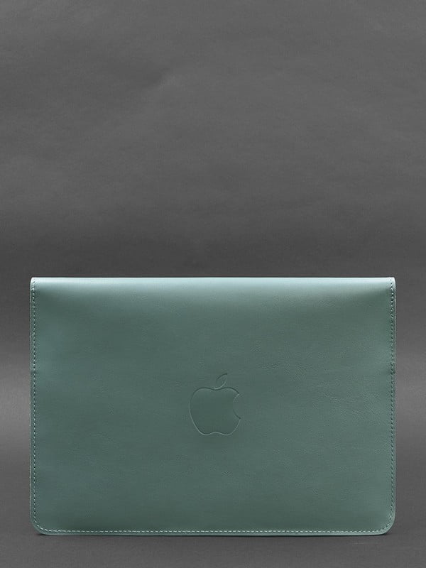Шкіряний чохол-конверт на магнітах для MacBook 14 бірюзовий | 6403318
