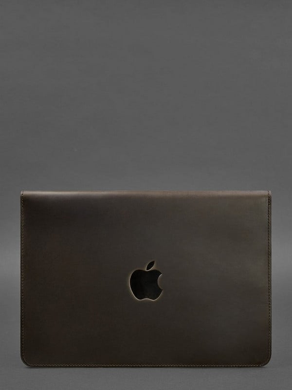 Шкіряний чохол-конверт на магнітах для MacBook 14 темно-коричневий  | 6403327