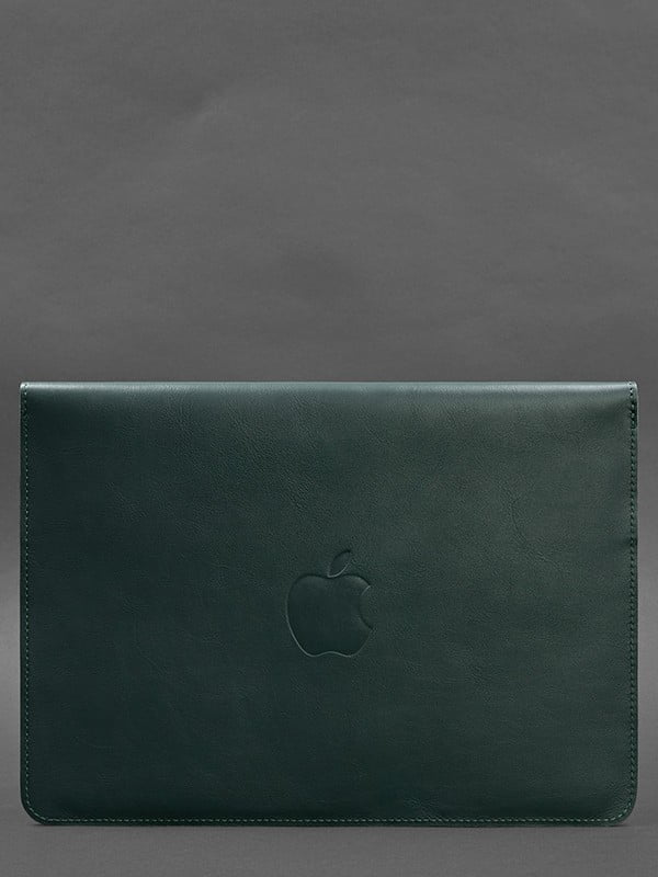 Шкіряний чохол-конверт на магнітах для MacBook 15" зелений | 6403334