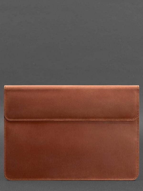 Шкіряний чохол-конверт на магнітах для MacBook 15" коричневий  | 6403338
