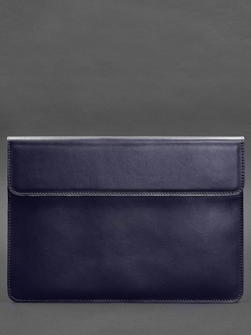 Шкіряний чохол-конверт на магнітах для ноутбука універсальний темно-синій | 6403729