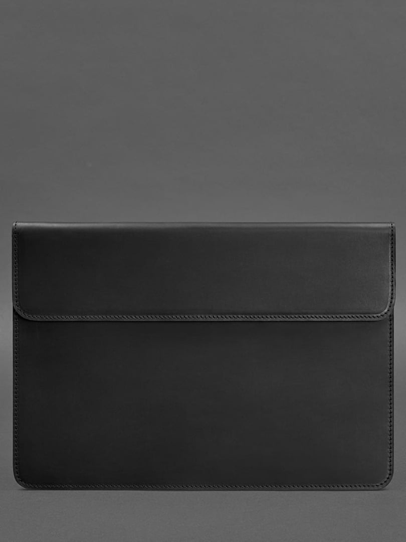 Шкіряний чохол-конверт на магнітах для ноутбука універсальний чорний  | 6403731