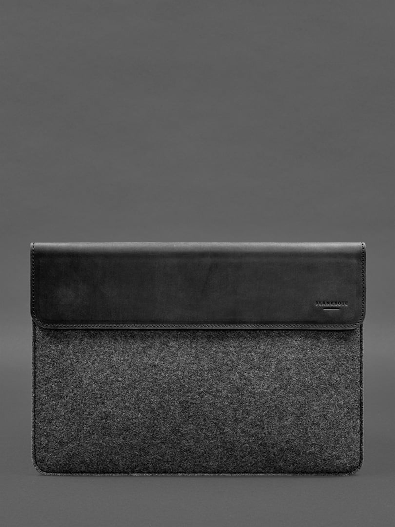 Чохол-конверт із клапаном шкіра+фетр для MacBook 13" чорний  | 6403902
