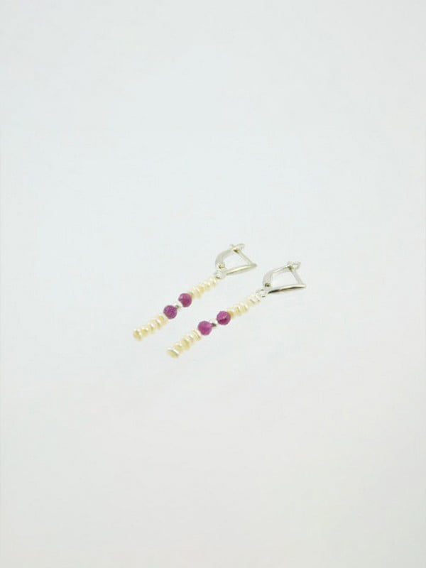 Ексклюзивні сережки "Ясміна" з перлами, рубіном | 6418369