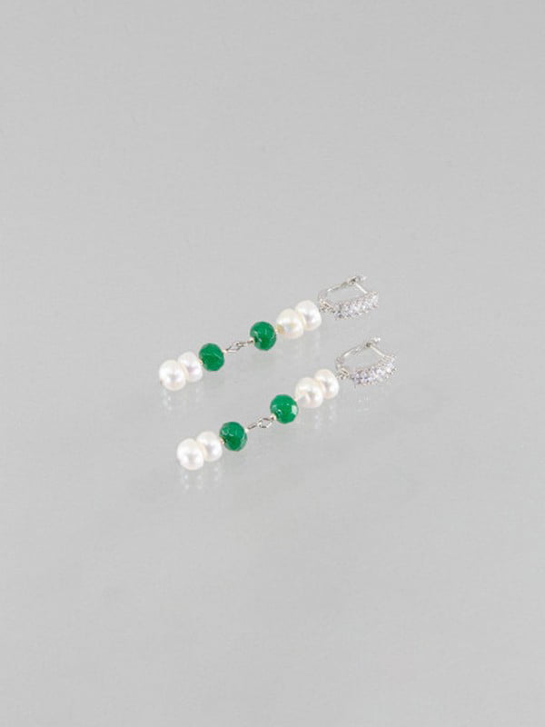 Ексклюзивні сережки "Аріадна", з перлами, хризопразом | 6418522
