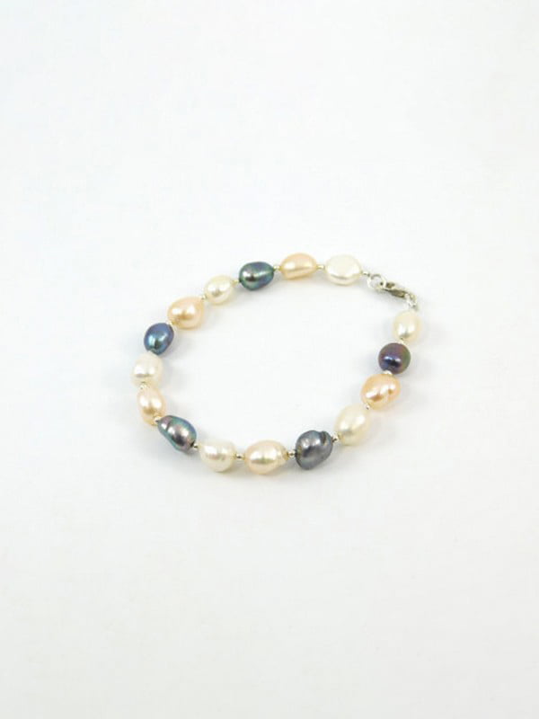 Браслет срібний "Вальс перлів" з кольоровими перлами | 6419690