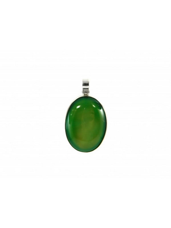 Підвіска з коштовного каміння (агат зелена, срібло) | 6419847