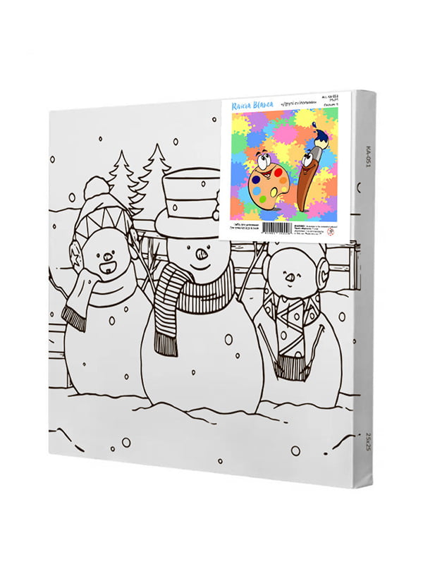 Картина за контурами "Друзі сніговики" (25х25 см)    | 6424337