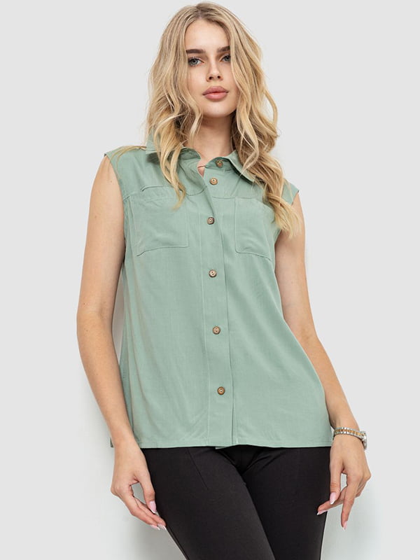 Блуза оливкова на ґудзиках. | 6430698