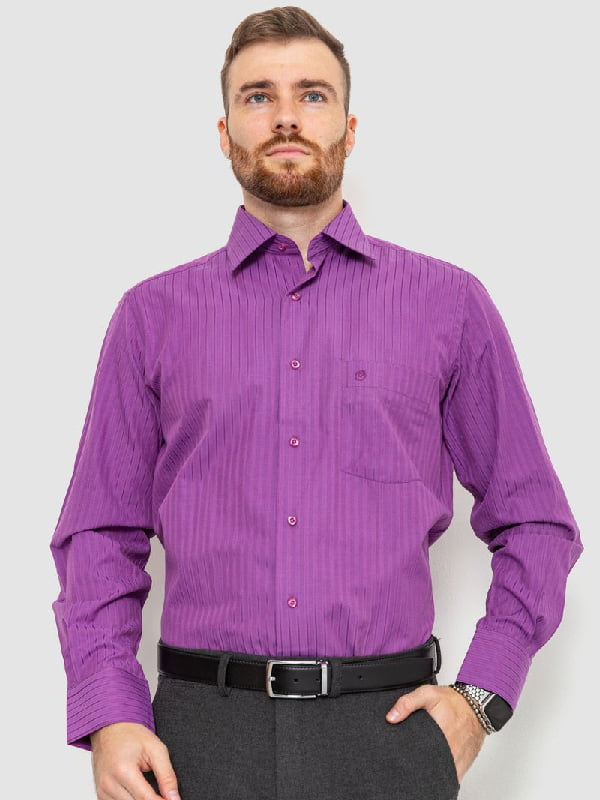 Рубашка фиолетовая в принтованную полоску | 6431069