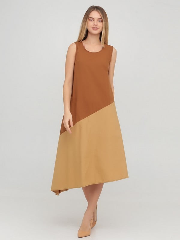 Сукня А-силуету коричнева | 6432290