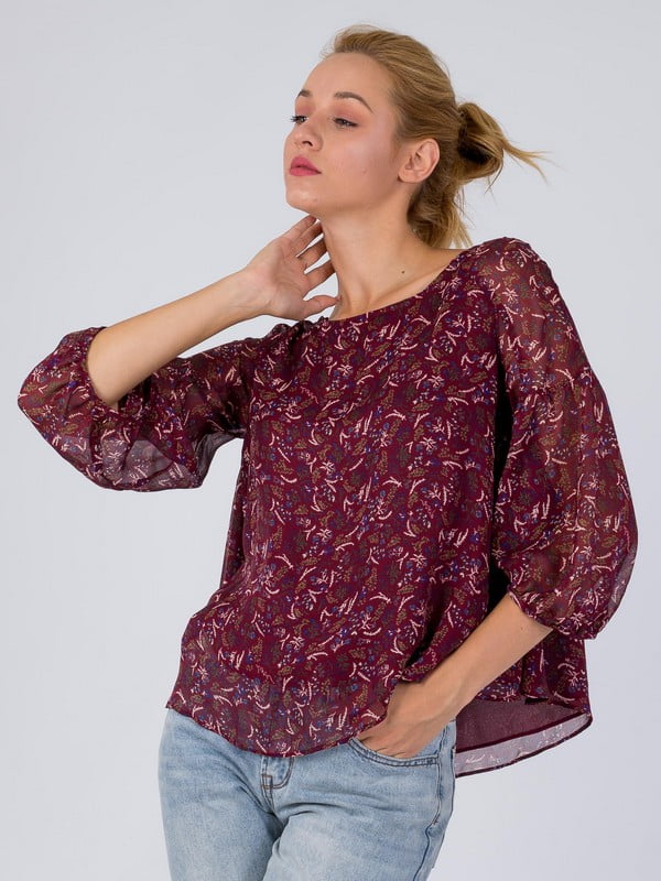 Блуза бордовая с узором | 6435400