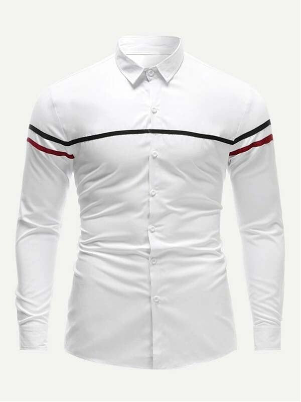 Рубашка белая с полосами | 6435613
