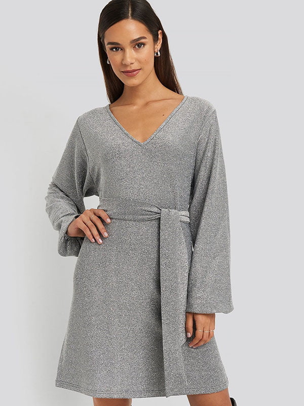 Сукня А-силуету сріблястого кольору | 6436281
