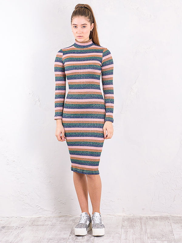 Платье-свитер разноцветное в полоску | 6436964