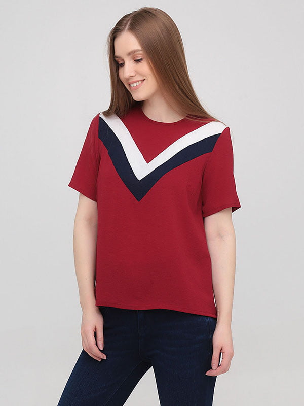 Блуза червона зі смужками | 6439231