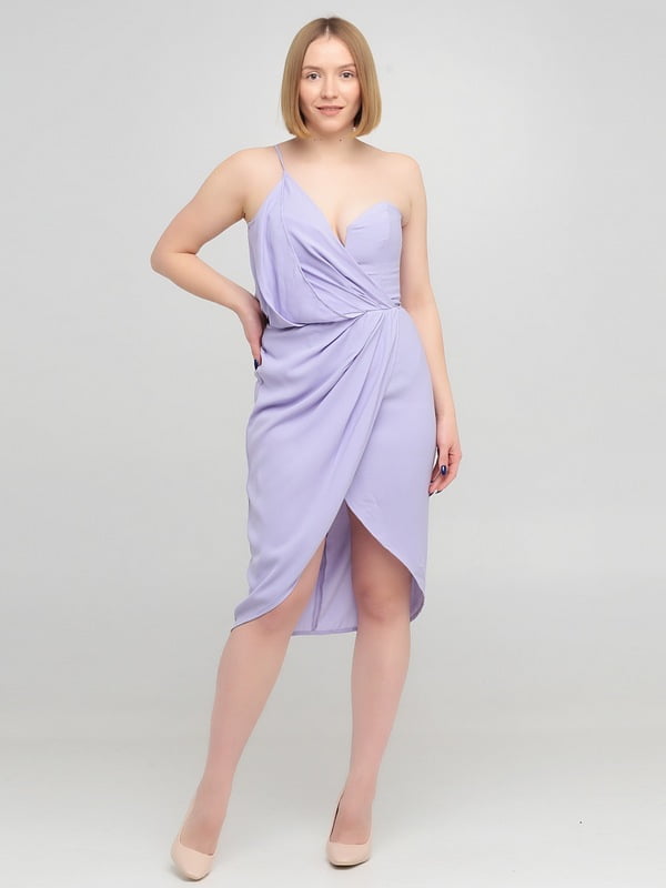 Сукня-футляр на одне фіолетове плече | 6440993