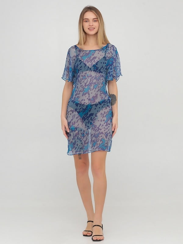 Пляжна сукня з абстрактним візерунком синя | 6441577