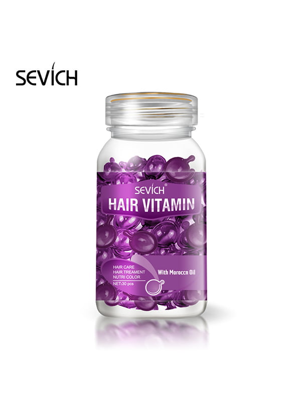Капсули для фарбованого і жорсткого волосся Sevich (марокканська олія) фіолетові 30 капсул | 6447029