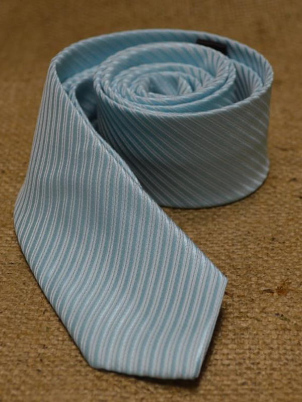 Краватка бірюзова вузька в смужку | 6457251