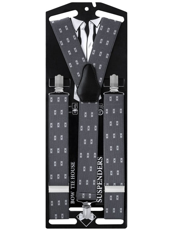 Підтяжки краваткі сірі з візерунком | 6457788