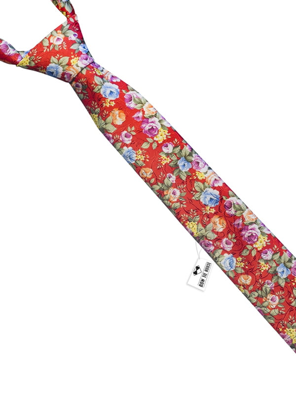 Краватка червона в квітковий принт (6 см) | 6459078