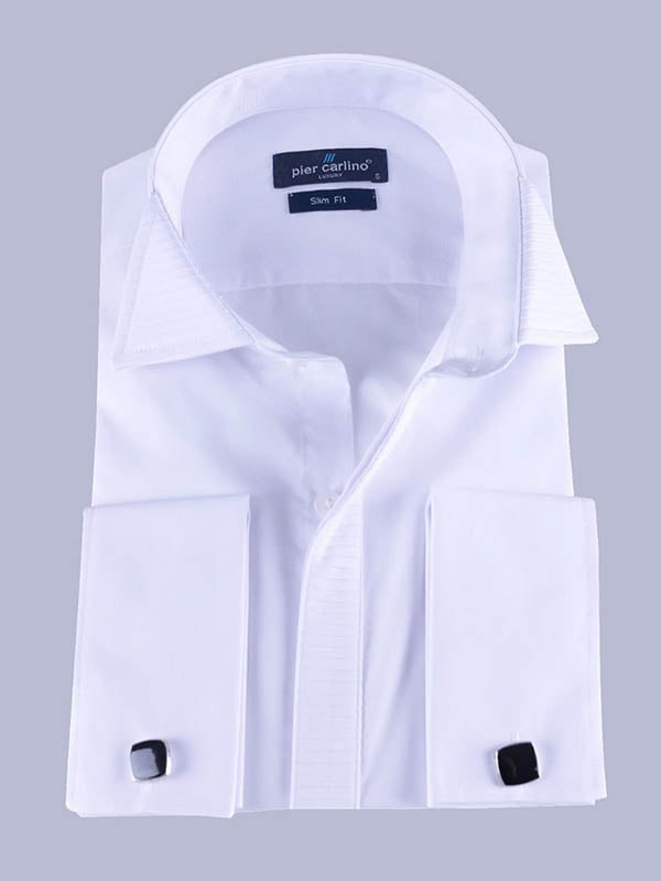 Классическая   рубашка белая под бабочку с запонками | 6459707
