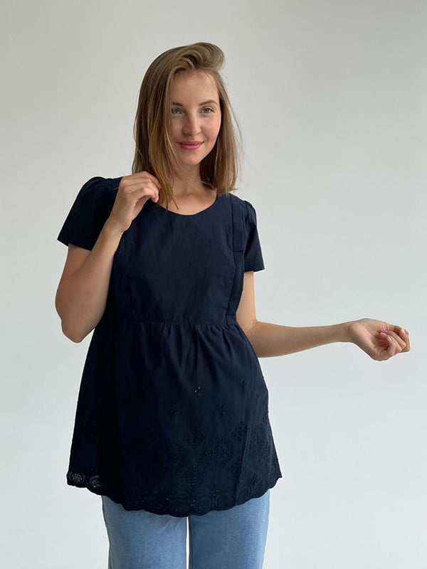 Блуза для вагітних темно-синя | 6466382