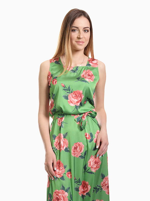 Платье зеленое в цветочный принт | 6477832