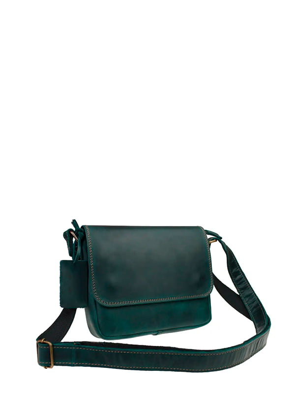 Шкіряна жіноча сумка «Wave» зелена | 6485555