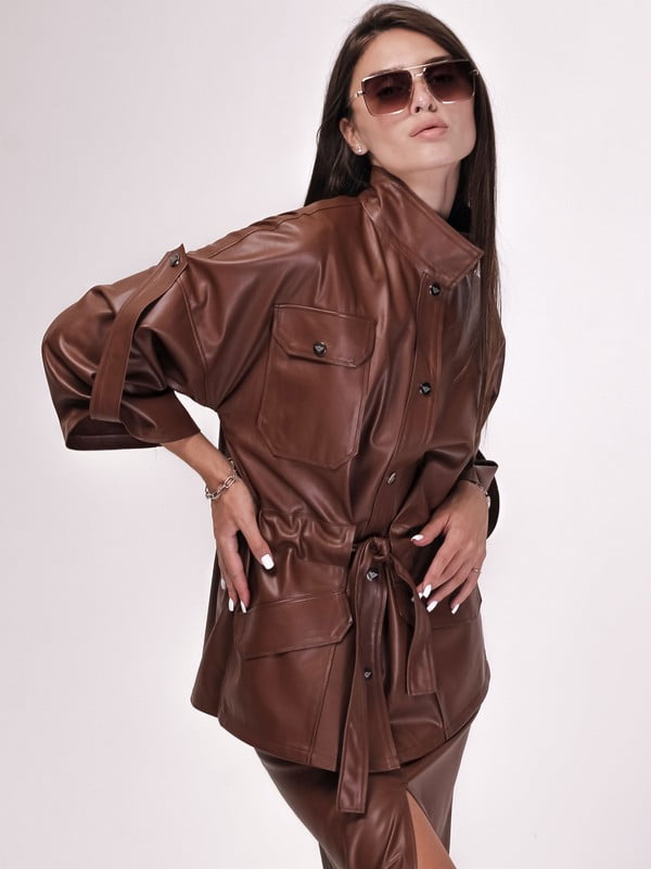 Куртка шкіряна коричнева | 6486555