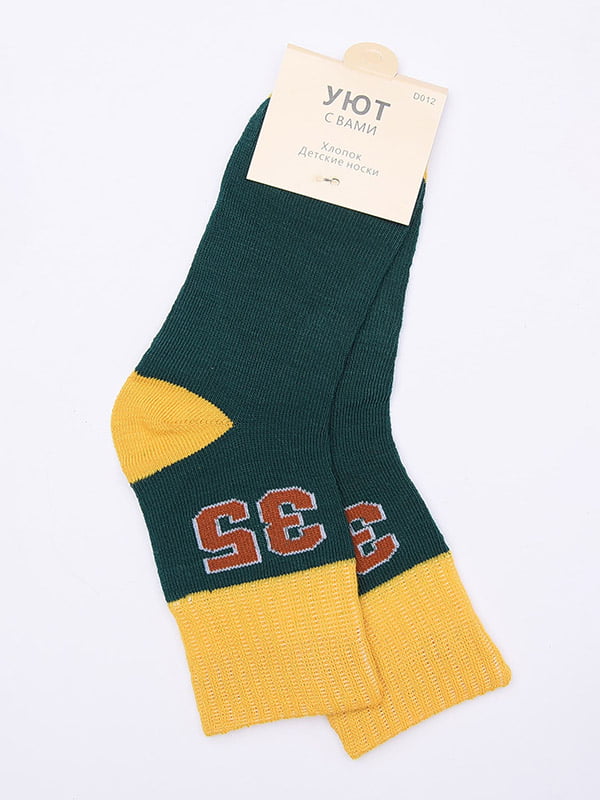 Носки зелено-желтые с рисунком | 6488027