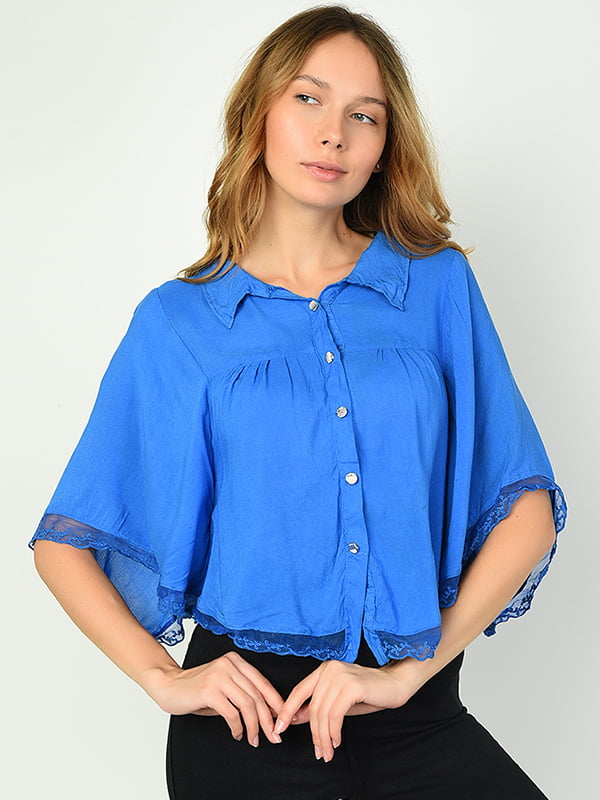 Блуза женская синяя Уценка р.S/M (139132) | 6496418