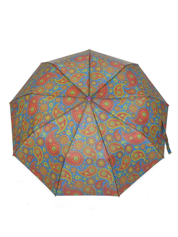 Зонт-полуавтомат синий в принт | 6496707