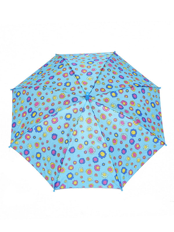 Зонт-полуавтомат голубой в принт | 6496733