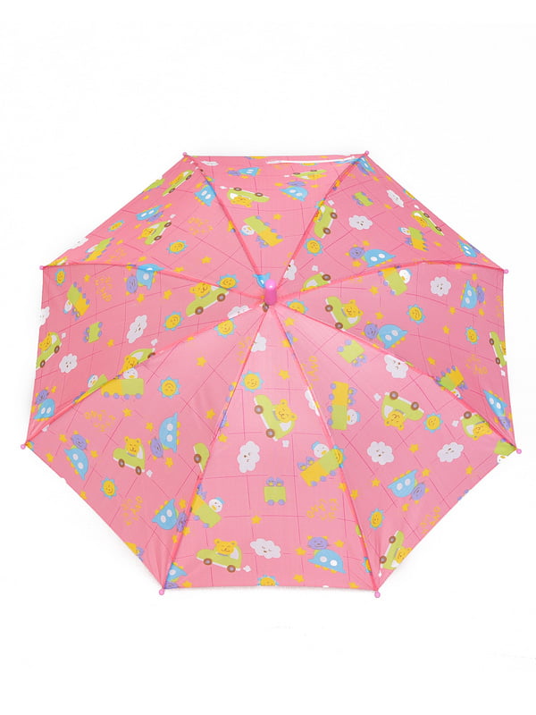 Зонт-полуавтомат розовый в принт | 6496737