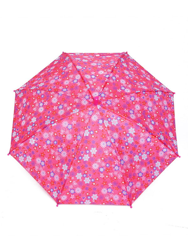 Зонт-полуавтомат розовый в принт | 6496738