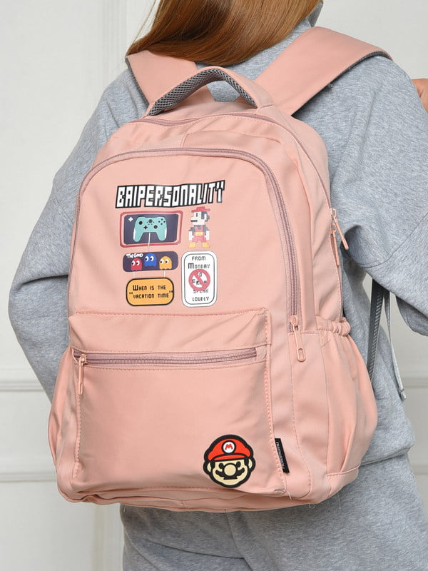 Рюкзак с рисунком светло-розового цвета | 6497610