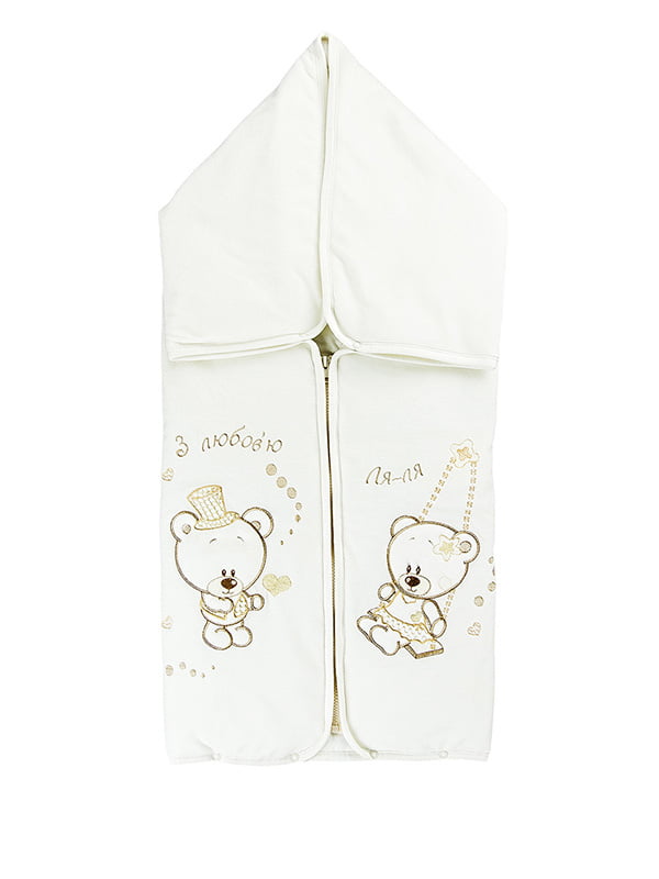 Конверт-одеяло для новорожденых молочного цвета с рисунком | 6513475