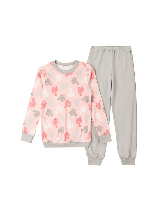 Піжама сіро-рожева з котами: світшот та штани | 6514179