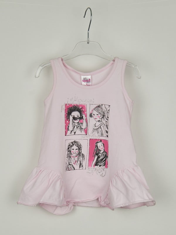 Платье розовое с принтом | 6535040