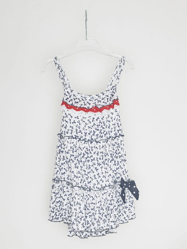 Сукня біло-синя з принтом | 6535053