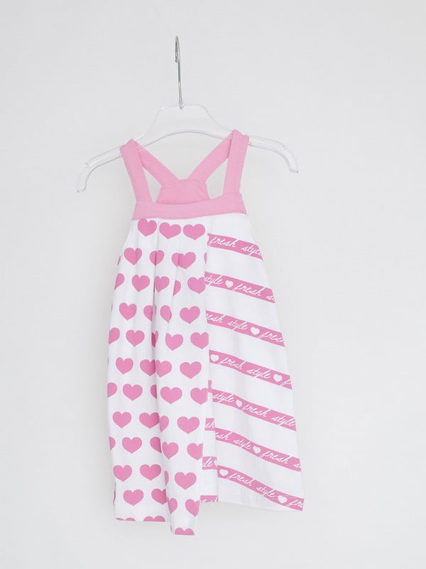 Платье бело-розовое с принтом | 6535385