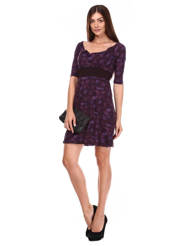 Сукня фіолетова з принтом | 6541749