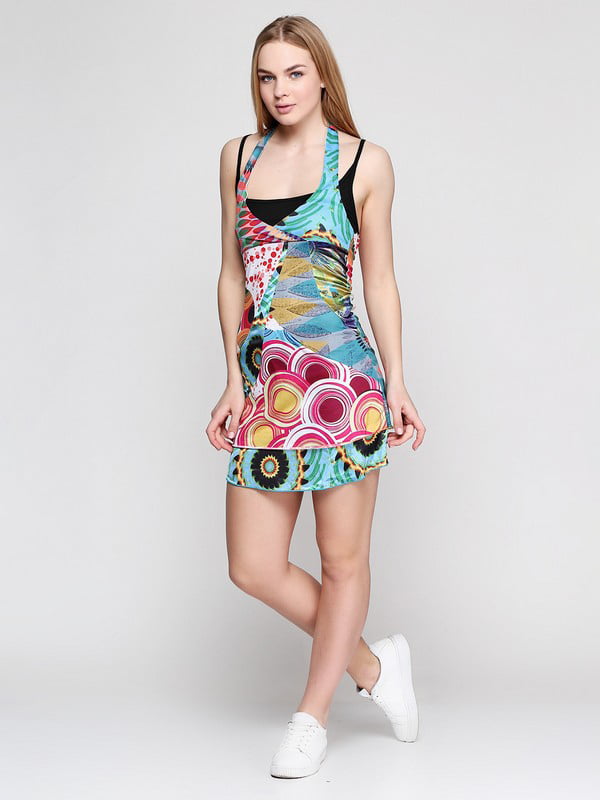 Сукня різнокольорова з принтом | 6543660