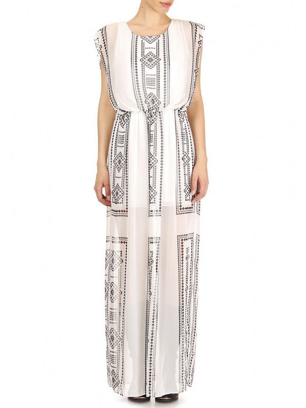 Сукня-максі білого кольору в орнамент | 6545506