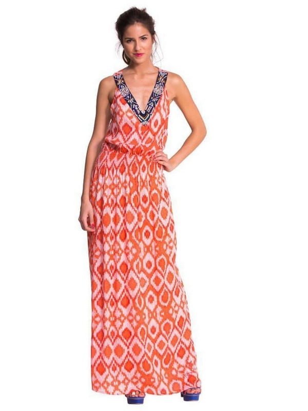 Сукня помаранчева з принтом | 6545714